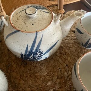 Elegant Blue and White Tea Set